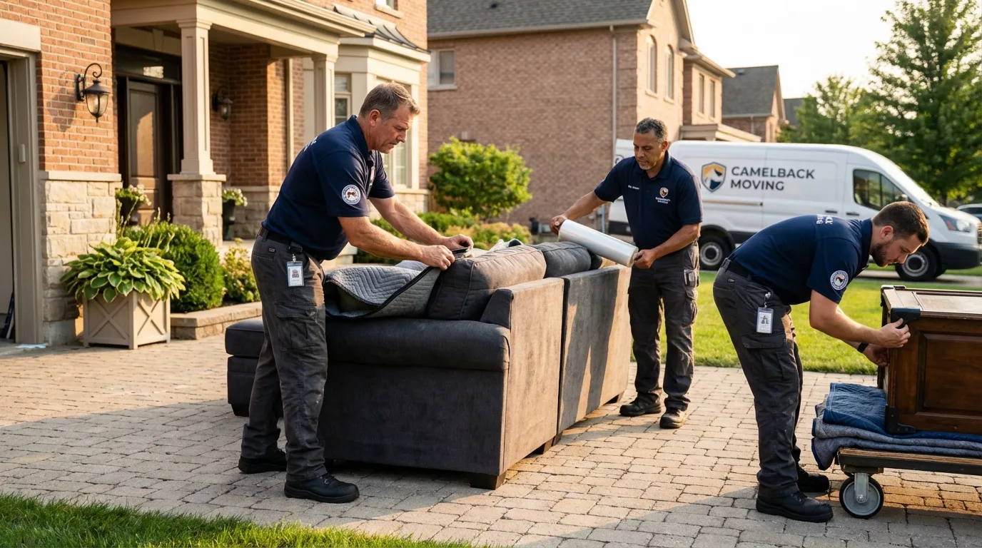 Large estate moving crew wrapping furniture in Eastchester, NY