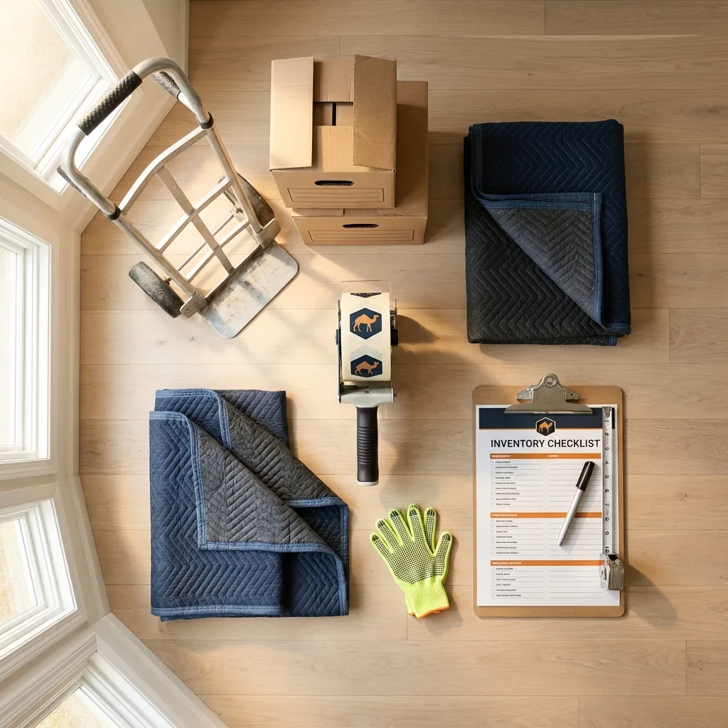 Professional moving supplies and packing materials layout for Eastchester residential relocations